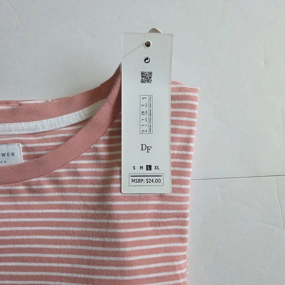 Striped Pink Crewneck Slim Fit T-Shirt - Picture 5 of 9
